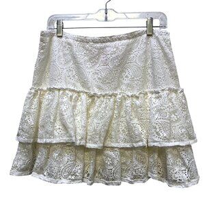 Robert Graham White Lace Tiered Skirt L
